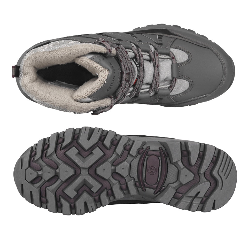 Hiking Shoes Waterproof Mountain Keep Warm Non-slip PU Leather Snow Mountain Hunting Shoes Outdoor Fashion Winter | Vimost Shop.