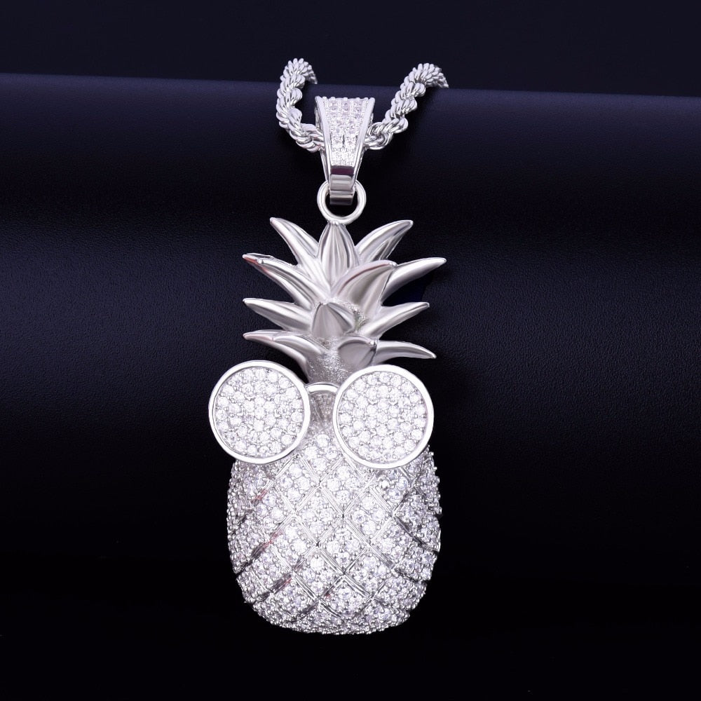Gold Color Pineapple shape Necklace & Pendant With 4mm Tennis Chain  AAA Cubic Zircon Men's Women Hip hop Rock Jewelry 2.4x5.8CM | Vimost Shop.