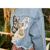 Local Delivery Blue Embroidery Print Casual Oversized Woman Jackets Autumn Ripped Hole Daily Outerwear | Vimost Shop.