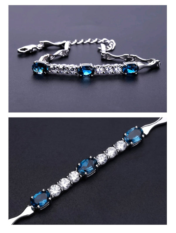 Natural London Blue Topaz  Bracelet 925 Sterling Silver Gemstone Bracelets&bangles For Women Fine Jewelry | Vimost Shop.