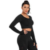 Solid Yoga Suit Seamless Dry Quick Breathable Tracksuit Long Sleeve Leggings Two Piece Set Fashion Workout Gym Fitness Sport Set | Vimost Shop.