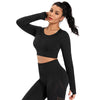 Solid Yoga Suit Seamless Dry Quick Breathable Tracksuit Long Sleeve Leggings Two Piece Set Fashion Workout Gym Fitness Sport Set | Vimost Shop.