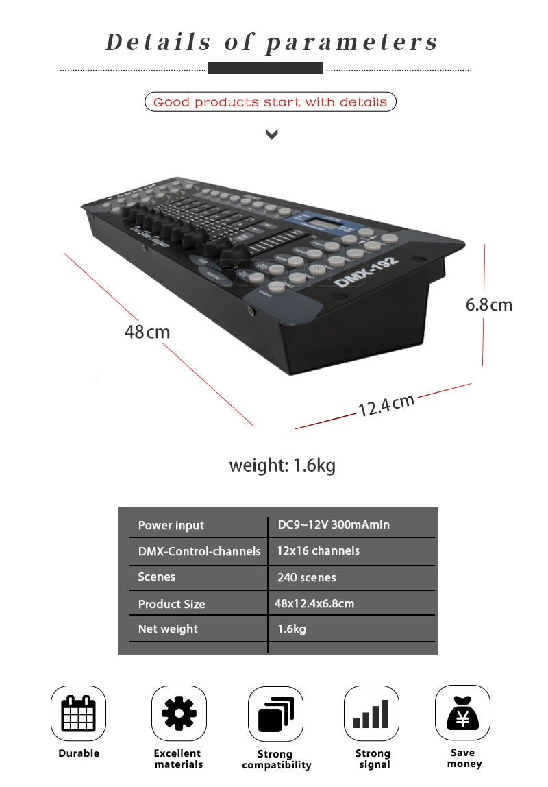 Free shipping NEW 192 DMX Controller DJ Equipment DMX 512 Console Stage Lighting For LED Par Moving Head Spotlights DJ Controlle | Vimost Shop.