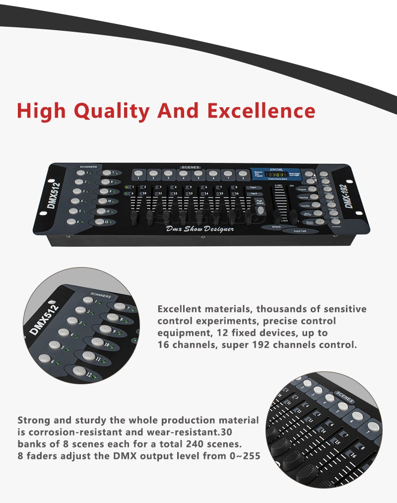 Free shipping NEW 192 DMX Controller DJ Equipment DMX 512 Console Stage Lighting For LED Par Moving Head Spotlights DJ Controlle | Vimost Shop.
