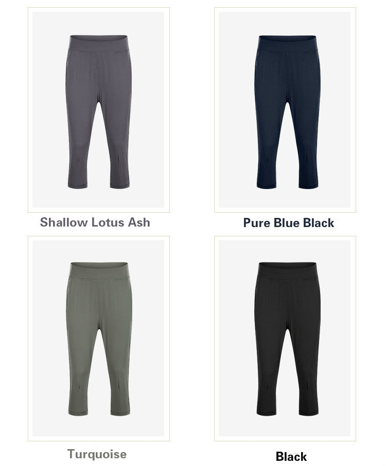 Leisure&Home Sport Fitness Yoga Capri Joggers Women High Waist Stretchy Workout Gym Cropped Pants with Pocket