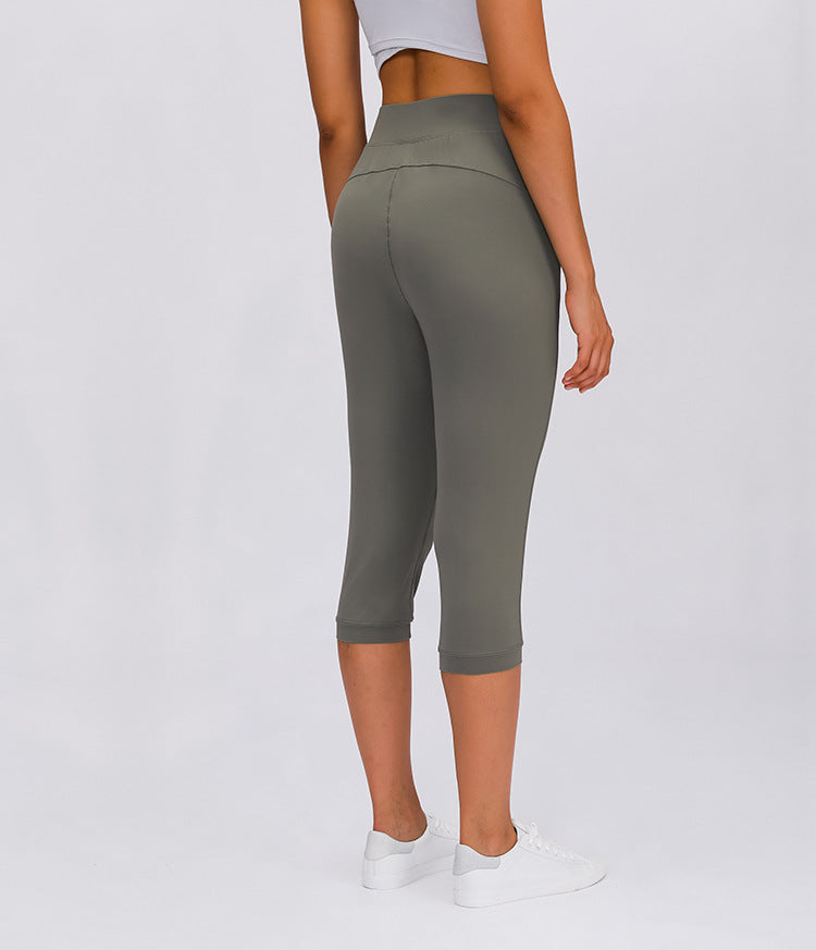 Leisure&Home Sport Fitness Yoga Capri Joggers Women High Waist Stretchy Workout Gym Cropped Pants with Pocket