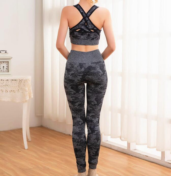 Seamless Camo Print Yoga Set Fitness Gym Sports Bra Crop Top Leggings Suit High Waist Workout Set Jogging Clothing For Women | Vimost Shop.