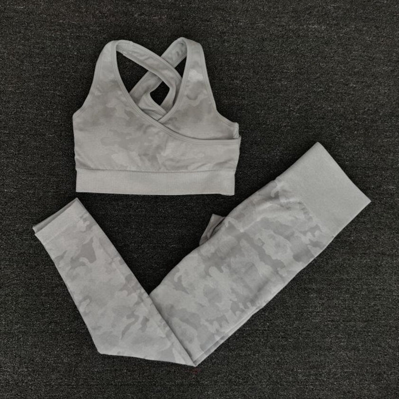 Seamless Camo Print Yoga Set Fitness Gym Sports Bra Crop Top Leggings Suit High Waist Workout Set Jogging Clothing For Women | Vimost Shop.