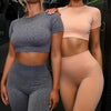 Sexy Women Casual Yoga Seamless Two Pieces Set Cami Crop Top Skinny Shorts Tracksuit High Elastic Jogger Fitness Sporty Suit | Vimost Shop.