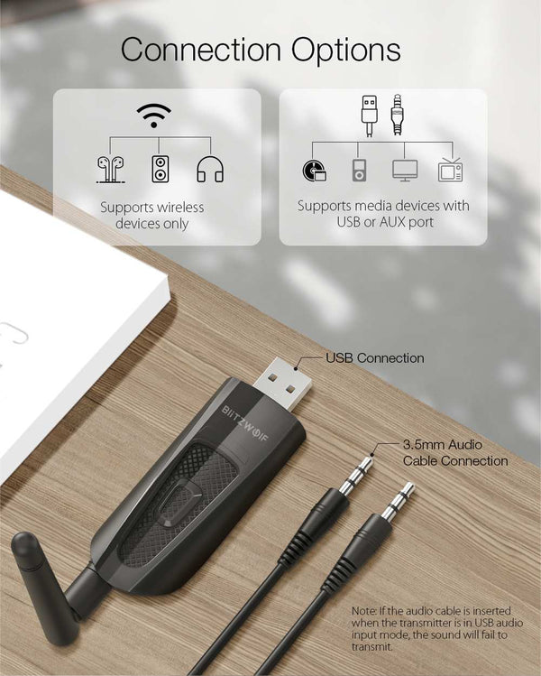 Pro Portable bluetooth V5.0 USB Wireless Audio & Video Receiver Transmitter 2 in 1 Adapter for PC TV Labtop Tra | Vimost Shop.