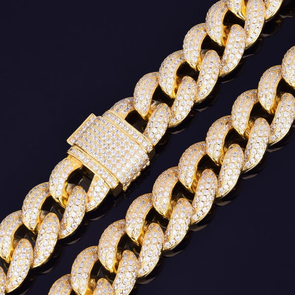 23mm Chunky Miami Cuban Chain Bracelet AAA Zirconia Men Hip hop Jewelry Gold Color Big Lock Bangle 7