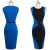 Patchwork Round Neck Sleeveless Work vestidos Business Sheath Bodycon Women Office Dress | Vimost Shop.