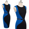 Patchwork Round Neck Sleeveless Work vestidos Business Sheath Bodycon Women Office Dress | Vimost Shop.