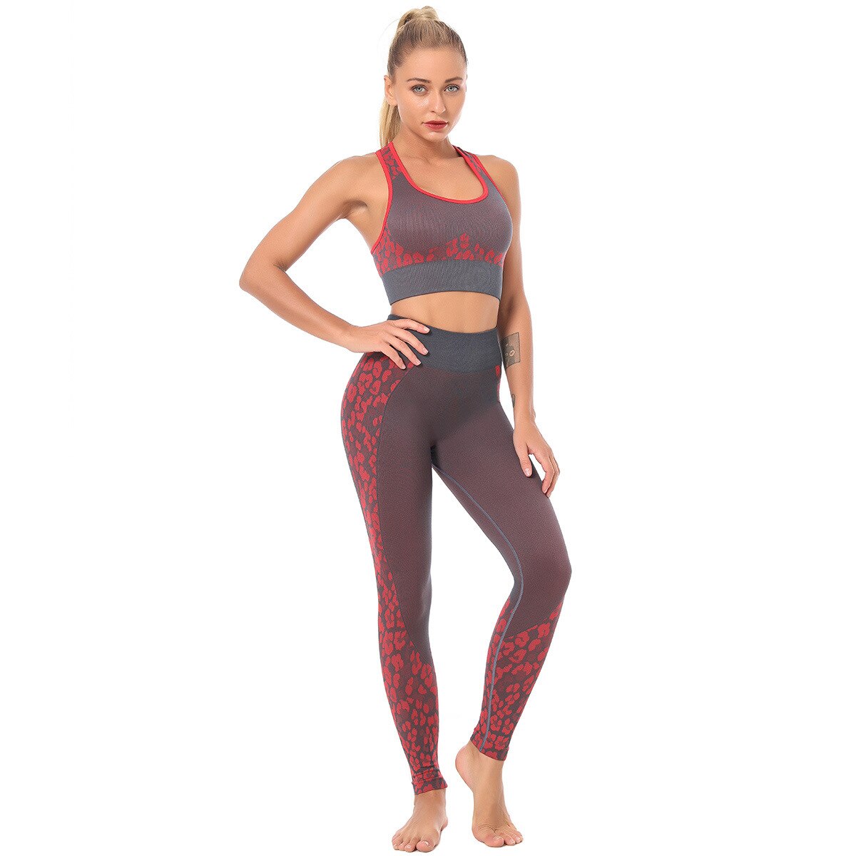 Seamless Yoga Sets Leopard High Waist Leggings And Tank Crop Top Casual Sportswear Fitness High Elastics Sports Suit Outfits | Vimost Shop.