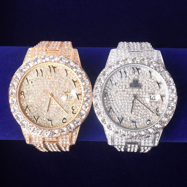 Men's watch Big Dial Military Quartz Clock Luxury Big Rhinestone Business Waterproof wrist watches Relogio Masculino | Vimost Shop.