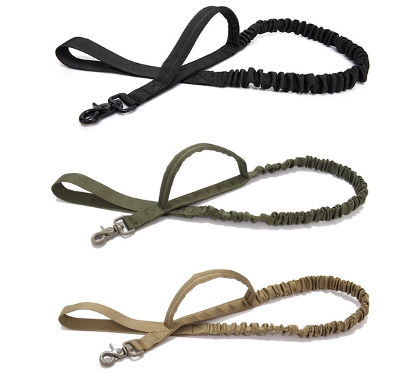 Military Tactical Dog Leash 2 Handle Quick Release Elastic Bungee Leads Rope Dog Training Leashes For Small Large Dogs | Vimost Shop.