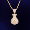 Men's Dollar bag Pendant Necklace Tennis Chain Cuban chain Gold Color Bling Cubic Zircon Hip hop Rock Jewelry | Vimost Shop.