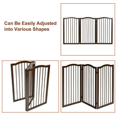 Foldable Portable Design Solid Construction Dog Supplies 3-Panel Wooden Freestanding Pet Gate W/ Arched Top Dog Fences PS7334 | Vimost Shop.