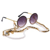 Vintage Round Sunglasses Women with Pearl Chain Accessory  Luxury Brand Design Retro Gold Frame Sun Glasses Female Shades | Vimost Shop.