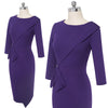 Pure Color with Bow Peplum Dresses Formal Business Bodycon Autumn Women Dress | Vimost Shop.