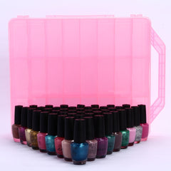 Universal Nail Polish Holder See-Through Polish Case Storage for 48 Bottles Space Saver Clear Pink Container | Vimost Shop.