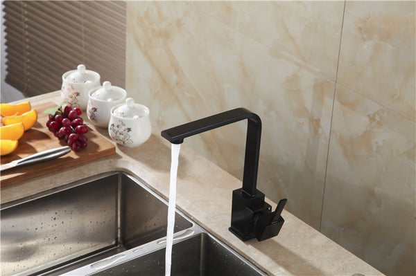 Kitchen Faucets Brass Kitchen Sink Water Faucet 360 Rotate Swivel Faucet Mixer Single Holder Single Hole Black Mixer