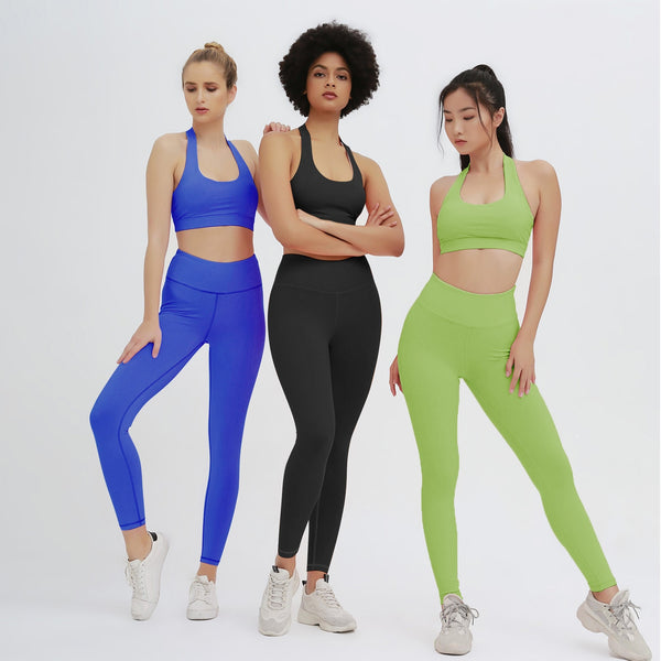 Seamless Yoga Set Women Gym Clothing Halter Tank Crop Top Leggings Tracksuit Push Up Work Out Gym Sportswear Hip Lifting Outfits | Vimost Shop.