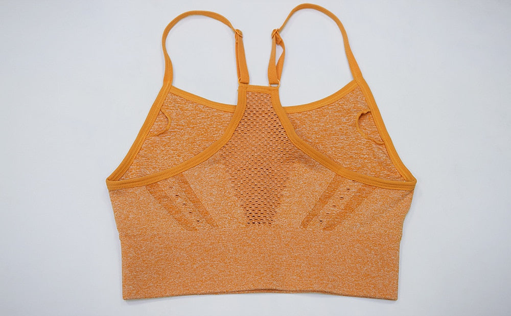 Seamless Yoga Fitness Hollow Out Set Camisole Crop Top High Waist Pants Sportswear Tracksuit Running Sports Gym Workout Clothes | Vimost Shop.