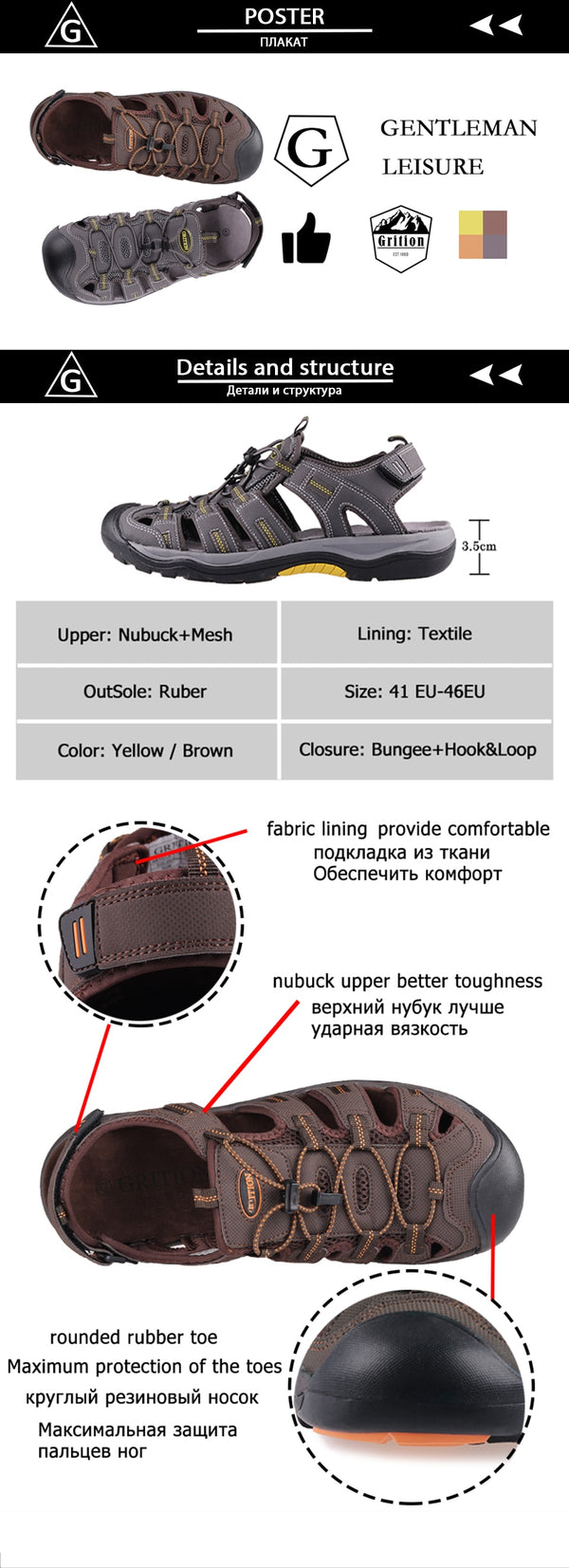 Summer Men Sandals Leather Nubuck Luxury Close Toe Beach Clog Flat Outdoor Comfy Casual Walking Male Shoes Big Size | Vimost Shop.