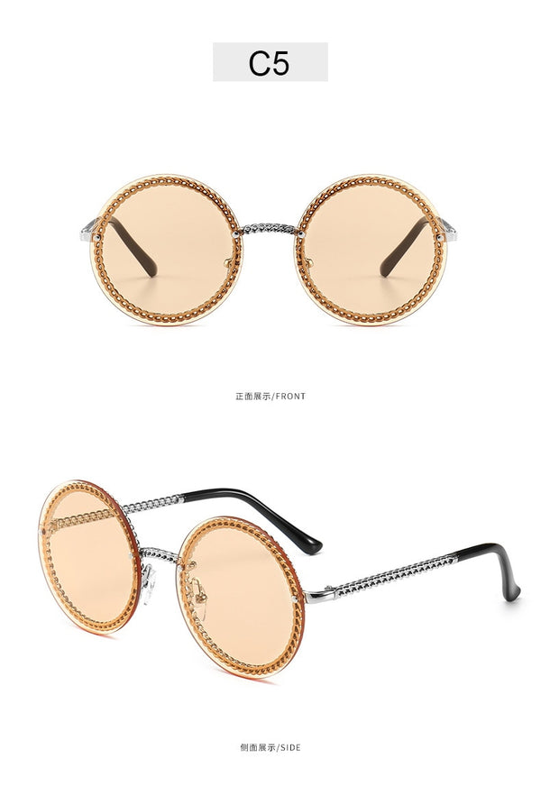 Vintage Fashion Round Sunglasses Women 2019 Luxury Brand Design Retro Rimless Frame Sun Glasses Lady Female Shades NO Chain | Vimost Shop.