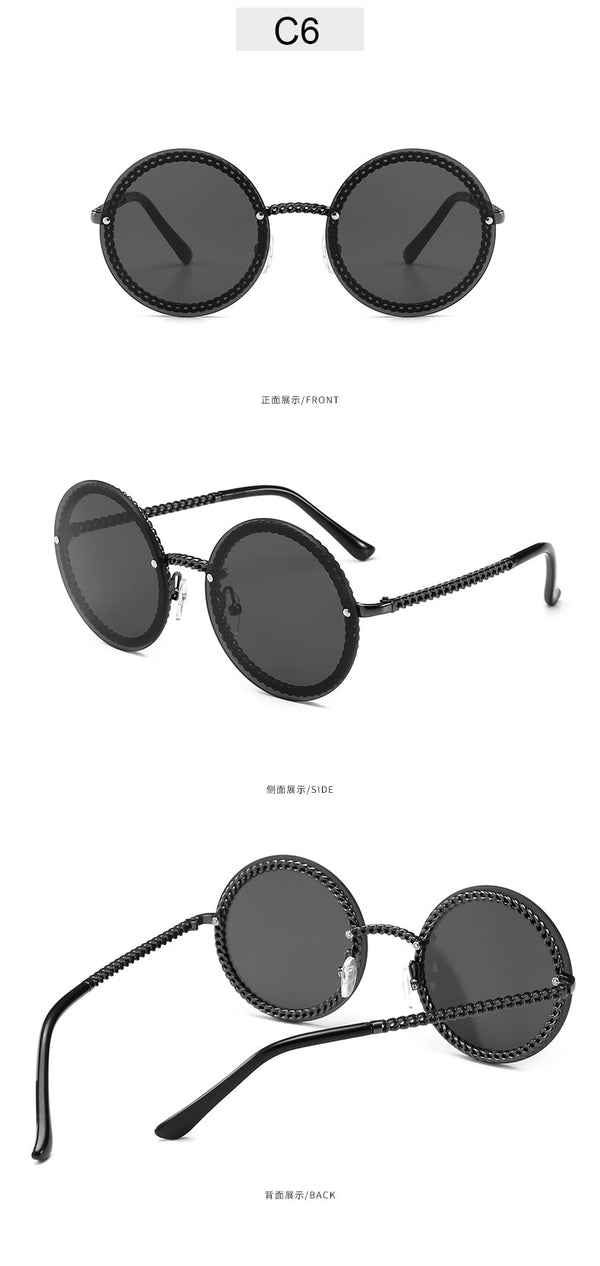 Vintage Fashion Round Sunglasses Women 2019 Luxury Brand Design Retro Rimless Frame Sun Glasses Lady Female Shades NO Chain | Vimost Shop.