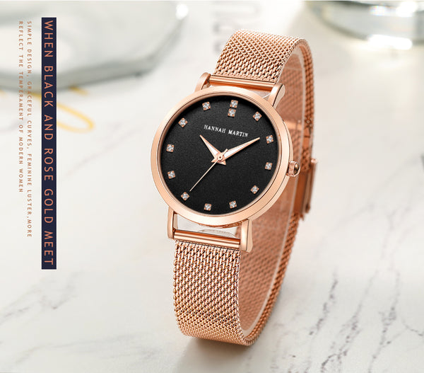 Women Watches Japan Movement Top Luxury Brand Rhinestone Stainless Steel Mesh Wristwatches