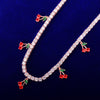 Tennis Chain With Red Cherry Pendant Women Necklace Link Fashion Zircon Jewelry Lenght adjustable | Vimost Shop.