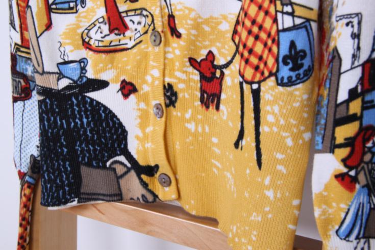 Spring Autumn Drawing Print Lady Long-Sleeve Sweater Cardigans Women V-Neck Casual Knitted Outerwear High Quality