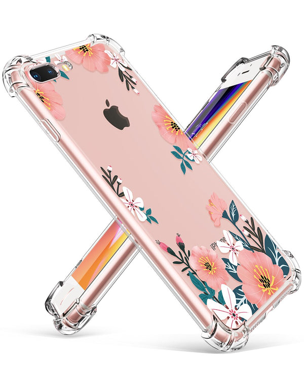 Phone Case For iPhone 7 8 Plus Clear Floral Design TPU imd Ultra Thin Shockproof Protective Cover For iPhone 7 8 Plus | Vimost Shop.