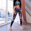 Print Yoga Suit Gym Fitness Two Piece Set Short Sleeve Crop Top Leggings Tracksuit Fashion Running Sports Dance Energy Outfits | Vimost Shop.