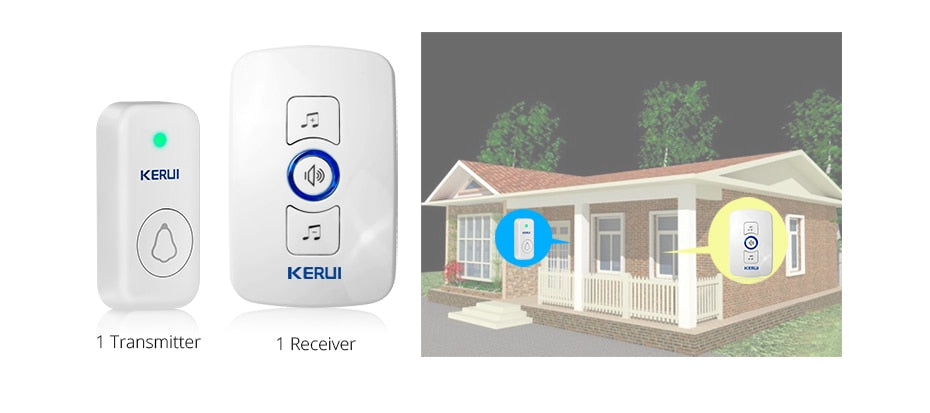 Home Security Welcome Wireless Doorbell Smart Chimes Doorbell Alarm LED light 32 Songs with Waterproof Touch Button | Vimost Shop.
