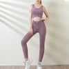 Seamless Solid Yoga Set Workout Push Up Gym Fitness Tracksuit Bra Tank Tie Crop Top Leggings Outwear Running Suit | Vimost Shop.