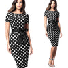 Vintage Elegant Retro Polka Dots with Stripes vestidos Business Party Bodycon Sheath Women Female Dress | Vimost Shop.