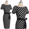 Vintage Elegant Retro Polka Dots with Stripes vestidos Business Party Bodycon Sheath Women Female Dress | Vimost Shop.