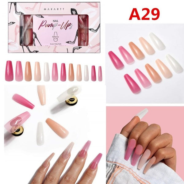 Acrylic Nail Kit, Press On Nails Set 240pcs Ballerina Nail Tips Full Cover Nude 4pcs Nail Glues 1pcs Nail File Fake Nail | Vimost Shop.