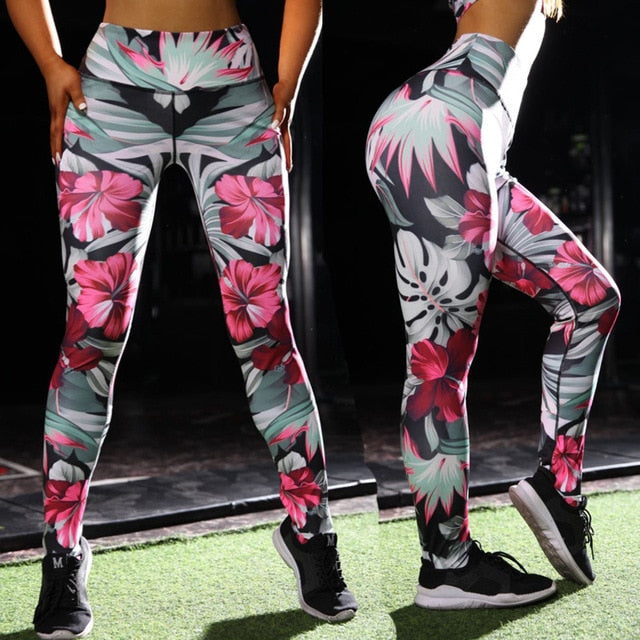 Floral Print Yoga Suit Gym Fitness Two Piece Set Tank Crop Top Leggings Tracksuit Fashion Running Sports Set Casual Outdoor Set | Vimost Shop.