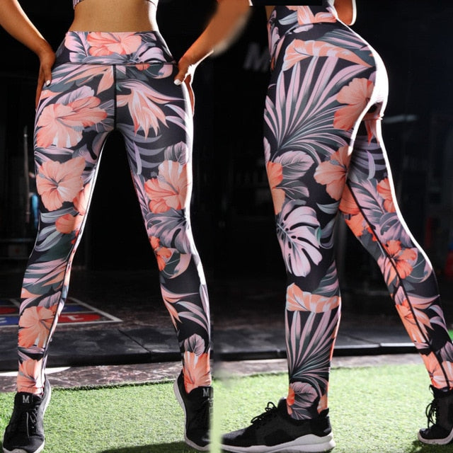 Floral Print Yoga Suit Gym Fitness Two Piece Set Tank Crop Top Leggings Tracksuit Fashion Running Sports Set Casual Outdoor Set | Vimost Shop.