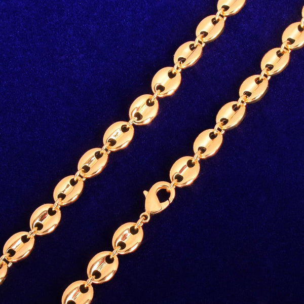 7mm Glossy Solid Necklace Link Bling Gold Color Men's Women Jewelry Hip Hop Chain | Vimost Shop.