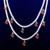 Tennis Chain With Red Cherry Pendant Women Necklace Link Fashion Zircon Jewelry Lenght adjustable | Vimost Shop.