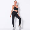 Solid Yoga Suit Gym Fitness Two Piece Set Camisole Crop Top Leggings Tracksuit Fashion Running Sports Dance Energy Casual Set | Vimost Shop.