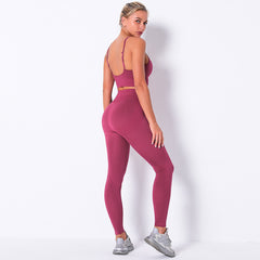 Solid Yoga Suit Gym Fitness Two Piece Set Camisole Crop Top Leggings Tracksuit Fashion Running Sports Dance Energy Casual Set | Vimost Shop.