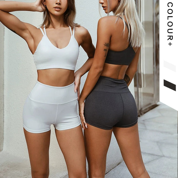 Seamless Solid Yoga Sets Women Gym Clothes Bra Top And Shorts Sexy Fitness Sportswear Suit Running Workout Energy Tracksuit | Vimost Shop.