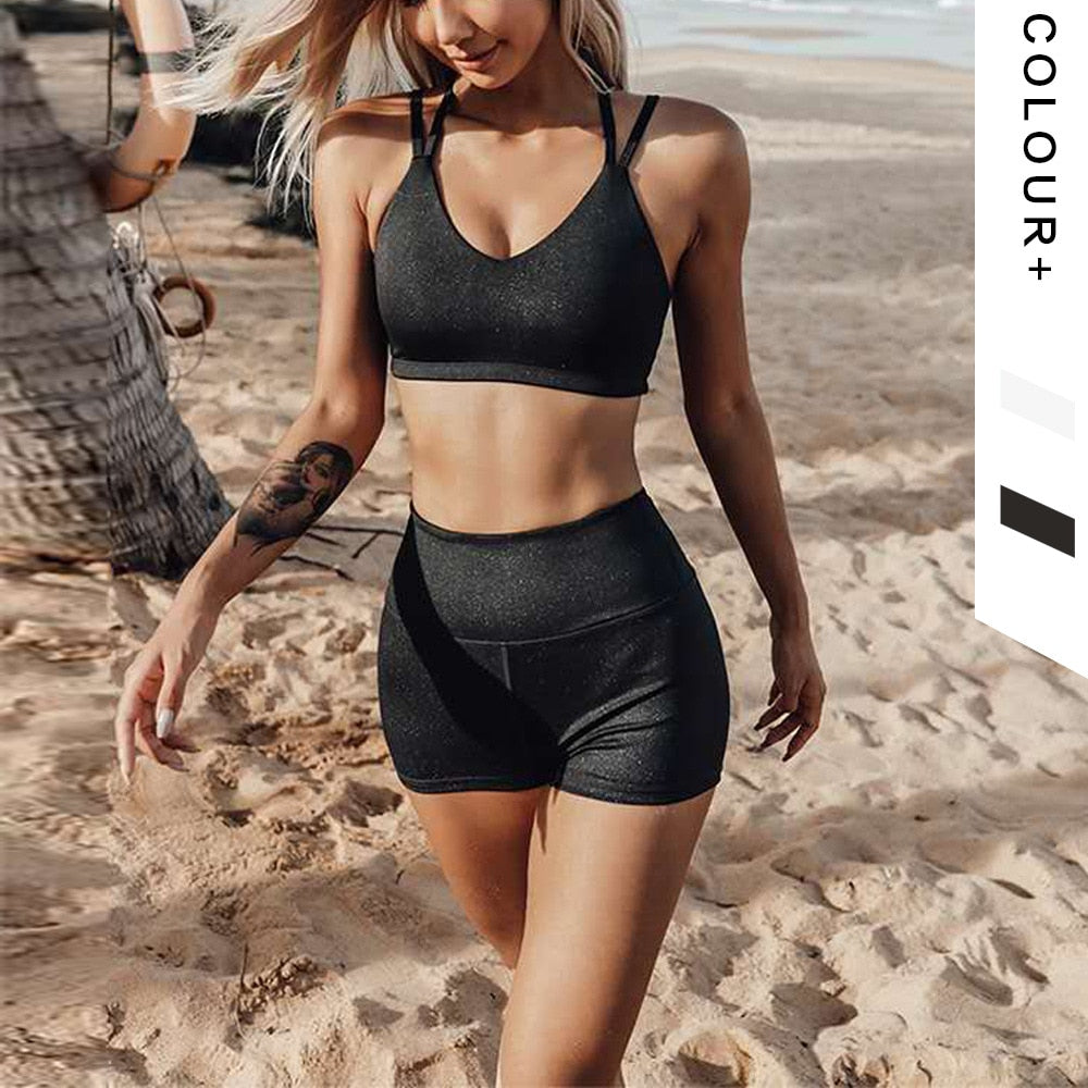 Seamless Solid Yoga Sets Women Gym Clothes Bra Top And Shorts Sexy Fitness Sportswear Suit Running Workout Energy Tracksuit | Vimost Shop.