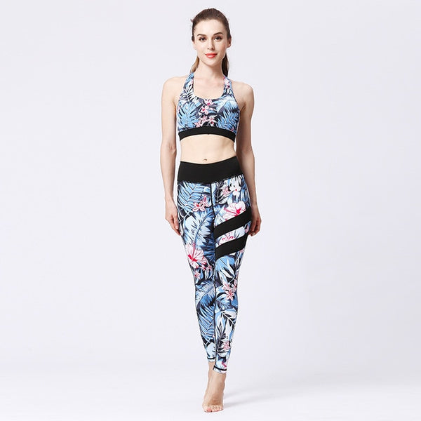 Seamless Print Yoga Set Gym Clothing Tank Crop Top Leggings Suit Push Up Workout Training Jogging Casual High Elastic Tracksuit | Vimost Shop.